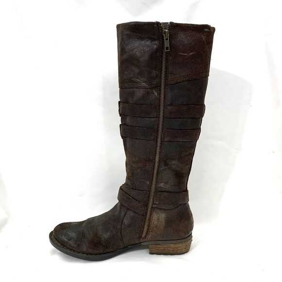 Born Women 8 M Boots Suede Knee High - Low Heel Riding Boots Dark Brown D70723 - Picture 7 of 16